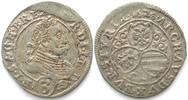 Haus Habsburg AUSTRIA 3 Kreuzer 1628 Graz mint - Scroll work arms - FERDINAND II silver RARE! -