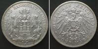 Hamburg Germany HAMBURG 5 Mark 1901 J silver VF+ -