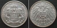 Hamburg Germany HAMBURG 3 Mark 1909 J silver VF-XF -