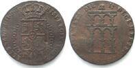 Spanien SPAIN - SEGOVIA. 4 Maravedis 1843, Proclamation, ISABEL II copper XF, SCARCE! -