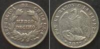 Chile CHILE. 1/2 Decimo 1887, silver XF! -