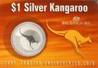 Australien 1 AUD Kangaroo 1 oz Silver 2004 in Coincard -
