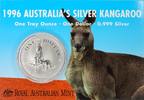 Australien 1 AUD Kangaroo 1 oz Silver 1996 in Coincard -