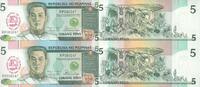 Philippinen 5 Piso Paar ungeschnitten / Uncut -