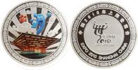 China Silbermedaille - EXPO Shanghai. Mit Farbapplikation OVP mit Zertifikat und Anstecknadel -