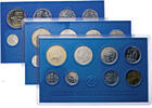 DDR - 3x 8,86 DDR-Mark 3x KMS Umlaufmünzensatz mit 5 Mark Brandenburger Tor -