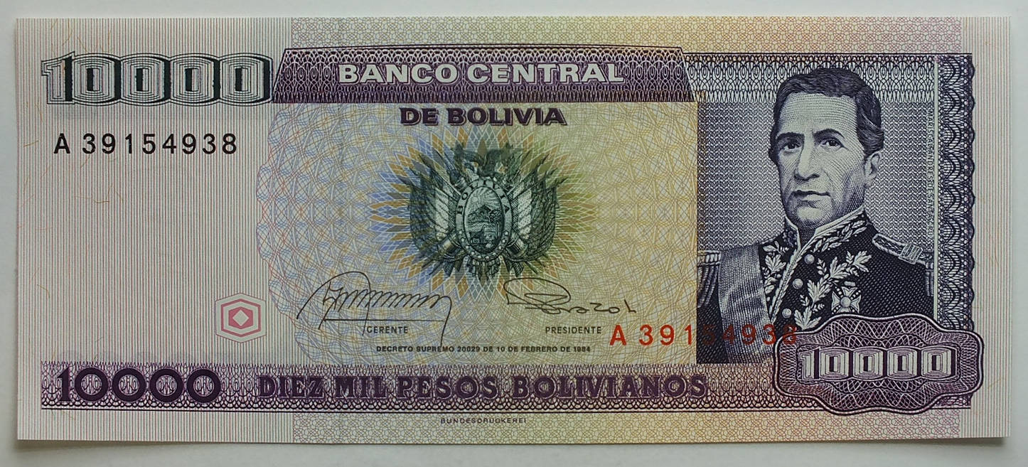 10000 bolivas 1984 bolivien 1