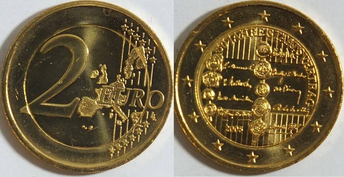 2 euro 2005 00sterreich staatsvertrag vergoldet ch unc