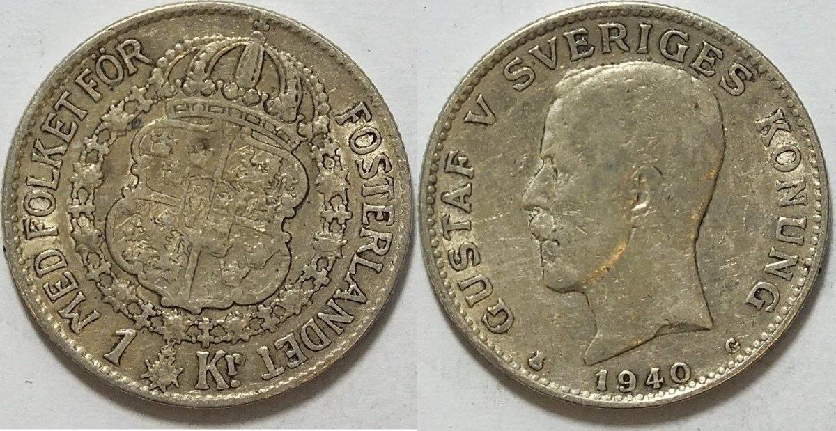 1 krone 1940 schweden vf