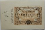 Frankreich Lens 1 Francs einseitiger Druck Quittung / Scheck nicht signiert -