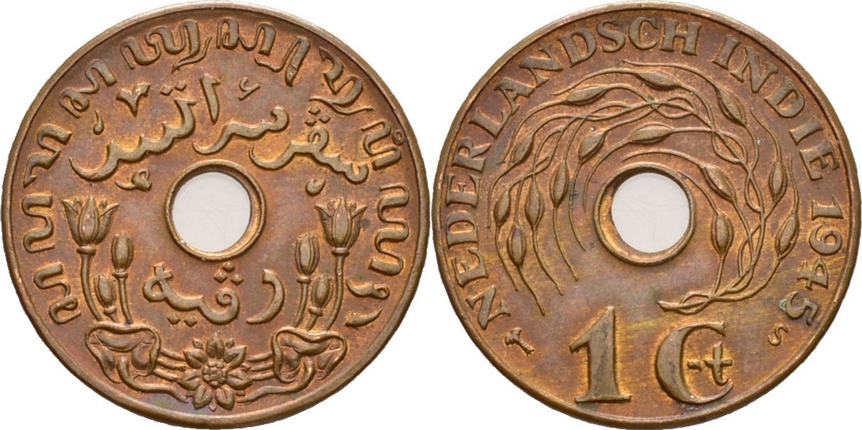 1 cent 1945 s niederlndisch - indien ss