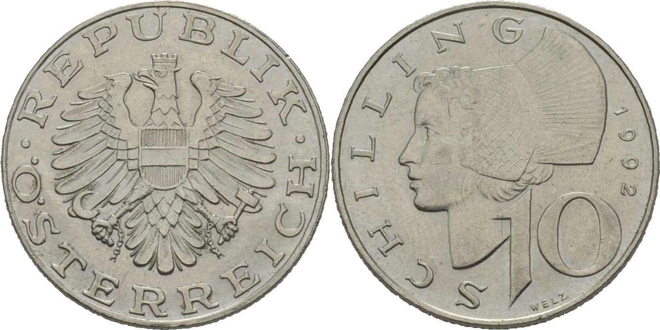 10 schilling 1992 sterreich pfr.