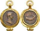 Italien Goldfassung / Sesterz Goldanhänger mit Sesterz des Hadrian -