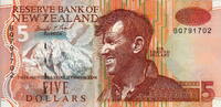 New Zealand 5 Dollar P.177a -