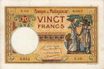 Madagascar 20 Francs 1937 P.37 XF 920.39 元 含税 ＋  200.81 元 运费