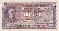 Ceylon 50 Cents P.45a -