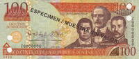 Dominican Rep. 100 Pesos SPECIMEN P.184s3 -
