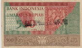 Indonesia 500 Rupiah With Stamp 1952 P.47 VF- 962.23 元 含税 ＋  200.81 元 运费