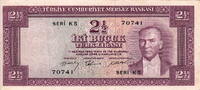 Turkey 2 1/2 Lira L1930 SERIE K 1955 P.151 XF 1,793.40 元 含税 ＋  316.97 元 运费