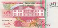 Surinam 10 Gulden Nr 996655 P.137b,. -