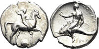 Diverse AR Didrachm Calabria, Tarentum. Circa or Nomos (7.83g, 22.5mm). Sa... and Kon..., magistrates. Fischer-Bossert 958 (V374/R738) -