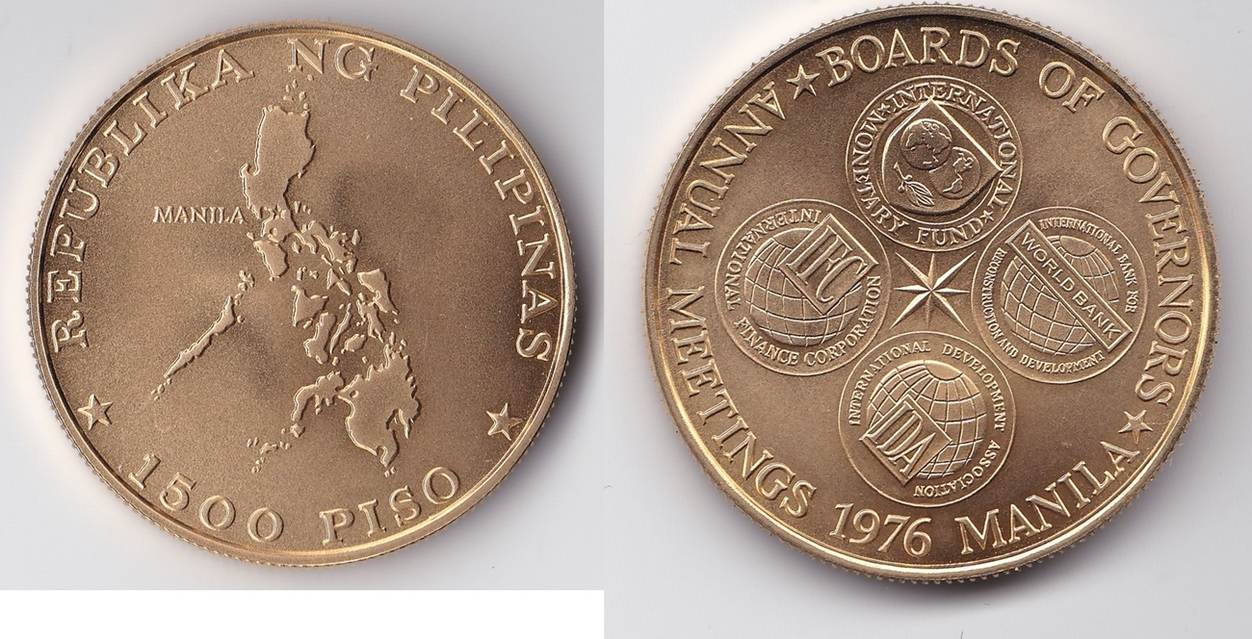 philippinen 1500 piso 1976 weltbanktagung in manila bu(ms65-70)