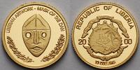 Liberia 10 Dollar<br>1,24g fein<br>13,92 mm Ø Maske der Dan, inkl. Kapsel und MDM-Zertifikat -