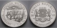Somalia 100 Shillings<br>1 oz.<br>Ø 39 mm Elefant 10. Ausgabe, 999er Silber -