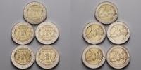Deutschland 2 Euro<br> 5x 50 Jahre Élysée Vertrag,<br><b>kompl. Satz </b> (5 Prägestätten) -