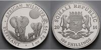 Somalia 100 Shillings<br>1 oz.<br>Ø 39 mm Elefant 11. Ausgabe, 999er Silber, <b>Privy Pferd</b> -