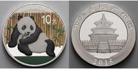 China 10 Yuan China Panda, <b>farbig</b> -- <b>Dach in neutral, Bambus in braun,</b> -