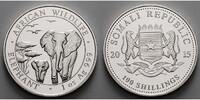Somalia 100 Shillings<br>1 oz.<br>Ø 39 mm Elefant 12. Ausgabe, 999er Silber -
