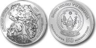 Ruanda 50 Amafaranga<br>1 oz<br>Ø 40 mm Afrikanische Unze,10.Ausgabe Flusspferd -<b>originale Folie,sofort lieferbar</b> -