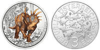 Österreich 3 Euro Super - Saurier - Styracosaurus Albertensis -, <b>08 / 12</b> Ausgaben,<b> -