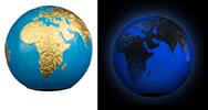 Barbados 5 Dollar <br> Blue Marble - Glow in the dark-Effekt & Goldveredelung, Box, RAR! 999 Stk. -