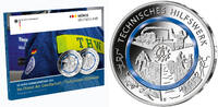 Deutschland 10 Euro<br> 5 x <br> <b>SOFORT LIEFERBAR! </b> Dienst d.Gesells.-Technisches Hilfswerk, <br><b> kompl. Satz</b> 5 Prägest. </b> -
