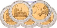 Deutschland 2 Euro<br> 5x Kölner Dom,<br><b> kompl. Satz</b><br>(5 Prägestätten) -