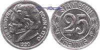 Bonn, Stadt 25 Pfennig Rheinprovinz, Eisen, Notgeld 23,8mm Ø -