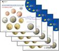 Deutschland 5,88<br> 5x Kursmünzensatz <b>kompl. Satz</b> <br>(5 Prägestätten) -