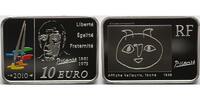 Frankreich 10 Euro Pablo Picasso 6.rechteckige Münze aus Frankreich inkl. Etui&Zertifikat& Schuber -