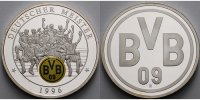 Deutschland Medaille BVB Borussia Dortmund Deutscher Meister 1996 inkl. Kapsel & Zertifikat, m.Patina -