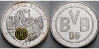 Deutschland / Liberia Münze,<br> $ 1 BVB Borussia Dortmund Deutscher Meister 1995 inkl. Kapsel & Zertifikat, m.Patina -