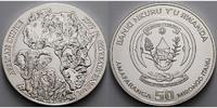 Ruanda 50 Amafaranga<br>1 oz<br>Ø 40 mm Afrikanische Unze, 2. Ausgabe Elefantenfamilie - <b>originale Folie</b> -