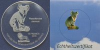 Kongo(Kinshasa) 10 Francs, 50,00mm Ø 1.Glasmünzen-Serie der Welt-Koala(Phascolarctos cinereus) mit Zertifikat -