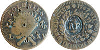 France - Colonial - Guadeloupe 3 sols ou 7 deniers Countermarked -