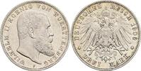 Württemberg 3 Mark 1909 F Wilhelm II. 1891-1918 vz 217.55 元 含税 ＋  167.34 元 运费