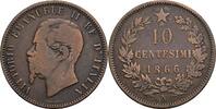 Italien, Victor Emanuel II. 1861-1878 10 Centesimi 1866 s/ss 58.39 元 含税 ＋  166.83 元 运费