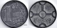 Netherlands Nederland 1942 1 Cent, zink, Wilhelmina -