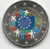 Gekleurde euromunten 2 Euro Luxemburg 2015 Europese Vlag Gekleurd -