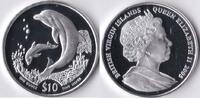 British Virgin Islands Virgin Islands 2005 10 Dollar 'Wild life-Dolfijn' Zilver -